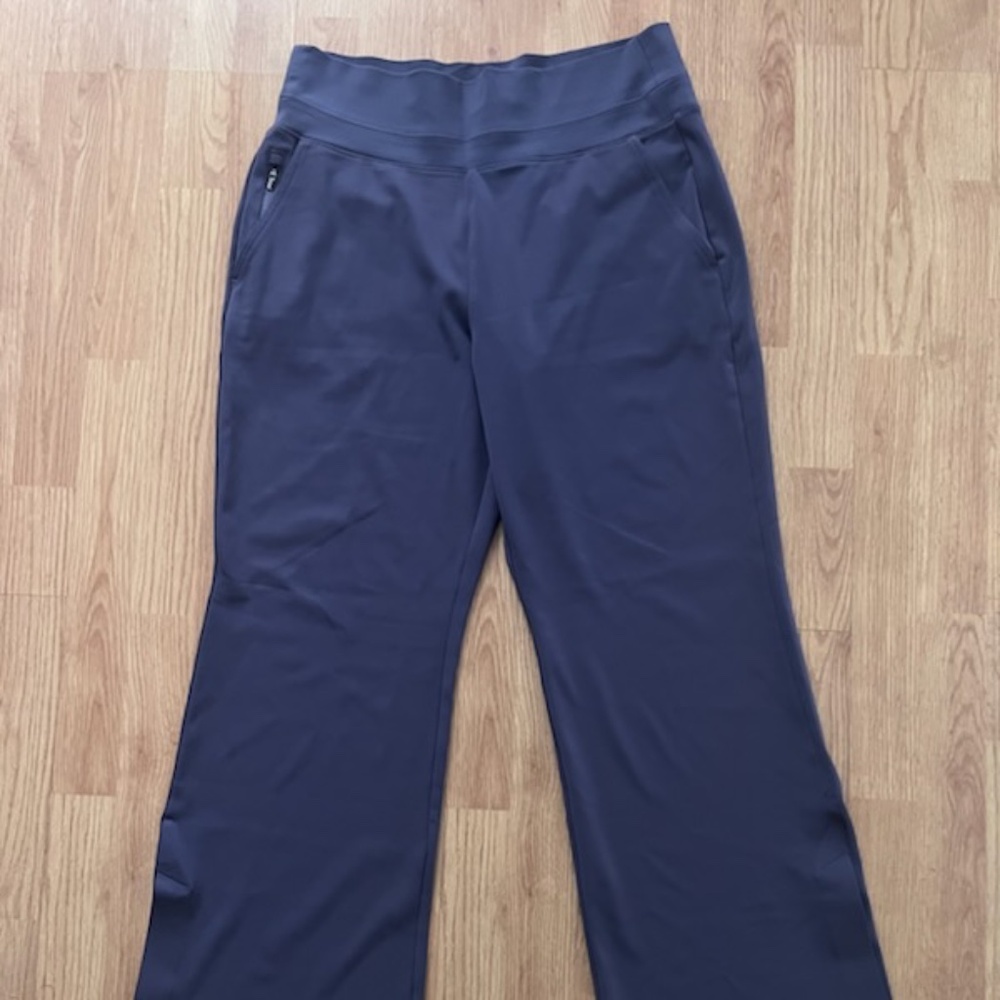 Athleta Venice Wide Leg Yoga Leisure Pants Purple Five Pocket Ankle Slits L